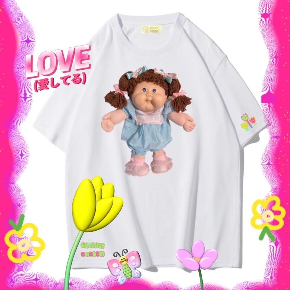 Cabbage Patch Kids White Tee 100% cotton Original hand-painted By Cabbage Garden